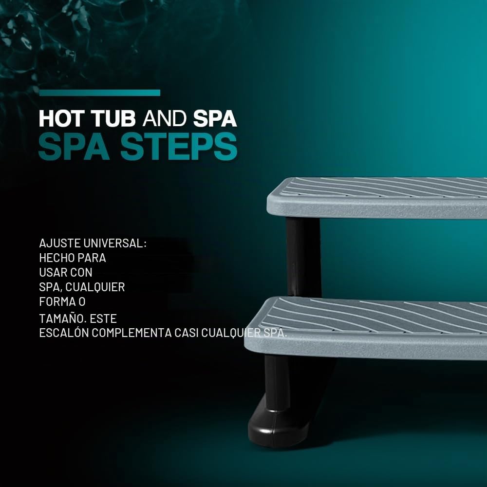 Puri Tech Escaleras portables de Piscina, Escalones de bañera hidromasaje, Accesorios SPA, Peldaños Antideslizantes y Resistentes - Gris Claro