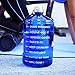 QuiFit Motivational Gallon Water Bottle - with Time Marker & Handle BPA Free Reusable Sports Water Jug Helps You Drink More Water(Blue,1 Gallon)