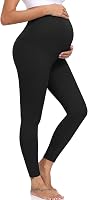 ACTINPUT Kismama Leggings - Magasderekú Fekete Elasztikus Nadrág - Átlátszatlan Kényelmes Viselet Várandós Nőknek - S Méret 1