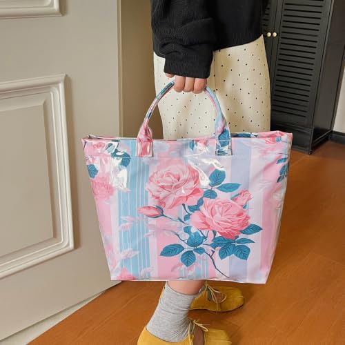 Image of PVC Tote Bag for Women Waterproof Plastic Jelly Tote Letter Print Hobo Handbag for Travel, Gift