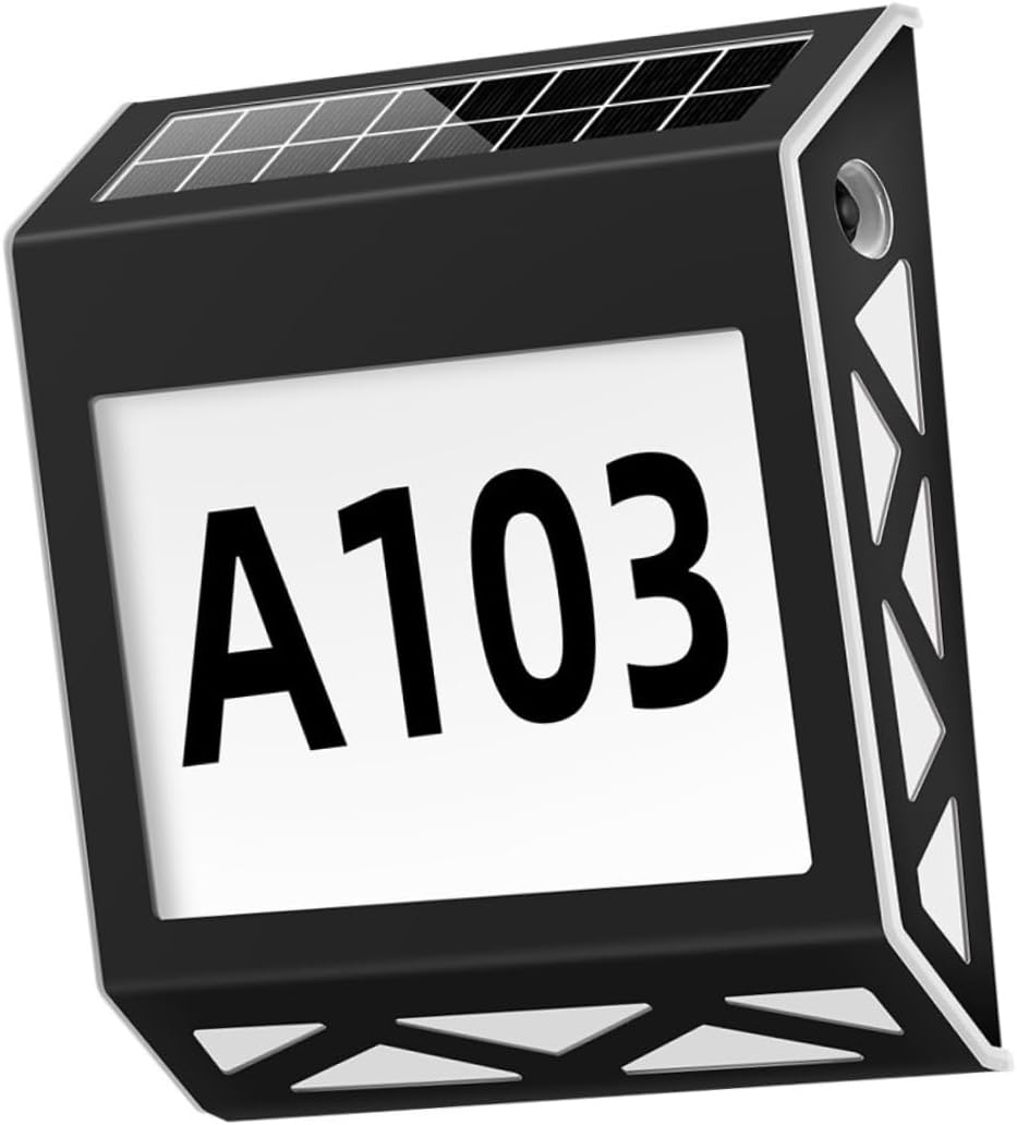 Gadpiparty 1set Solar House Number Sign Night Visibility White Light Easy Install Solar-powered Address Plate