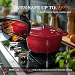 Overmont 5.5QT Enameled Cast Iron Dutch Oven with Lid Cookbook Heavy-Duty Casserole with Dual handles for Braising, Stews, Roasting, Bread Baking - Image 2