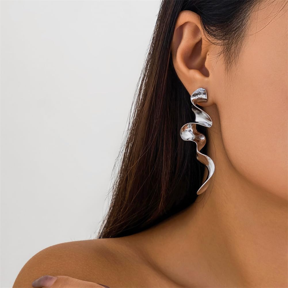 Irregular WaterDrop Earrings Melted Liquid Asymmetrical Drop Earrings for Women Embrace Minimalist Statement Earrings Jewelry - Image 3