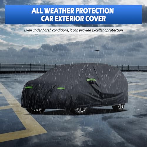 Image of Car Cover Custom Fit for Toyota Sienna 1997-2026, Migaven Waterproof Full Exterior Cover Sun Rain Protection with Door Zipper and Cotton Lining, Black