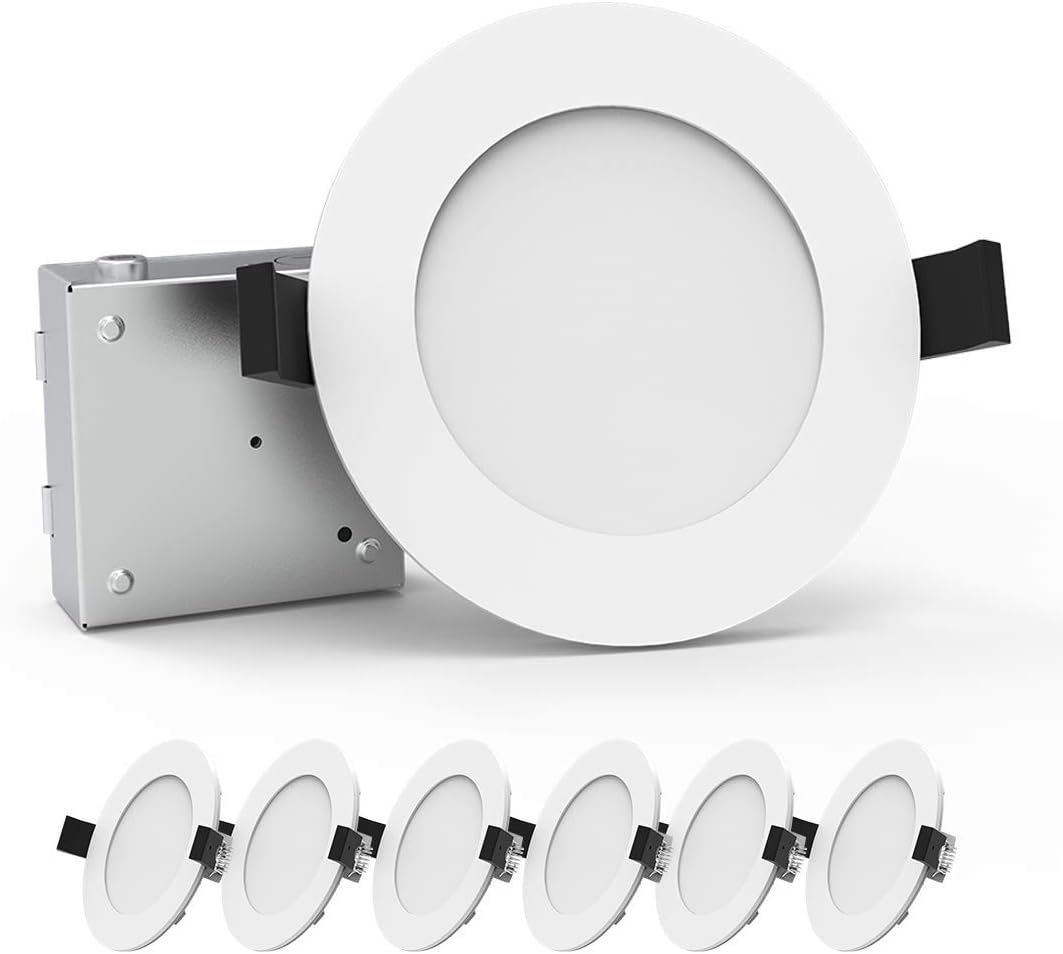Heybright 6 Pack 6 Inch Recessed Lighting with Driver Box, 12W 80W Eqv, Dimmable Ultra Thin LED Downlight, Can-Killer Low Profile Ceiling Light, 800 Lm ETL & Energy Star Certified ( 3000K )
