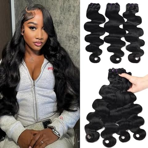 Beauty Queen 16A Body Wave Bundles Human Hair (20 18 16 Inch) 100% Unprocessed Brazilian Virgin Weave 3 Bundles Human Hair Full And Thick Remy Hair Extensions Natural Color for Women Cover