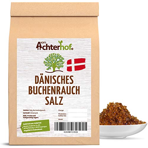 Dänisches Buchenrauchsalz 100g | Rauchsalz | Meersalz grob kaltgeräuchert | intensive Rauchnote | ideal für das Würzen von Grillfleisch oder Eierspeisen | vom Achterhof