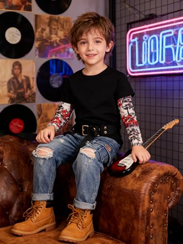 Image of Kids Tattoo Sleeve T-Shirt Personal Top Toddler Boys Girls Long Sleeve Tee Shirt