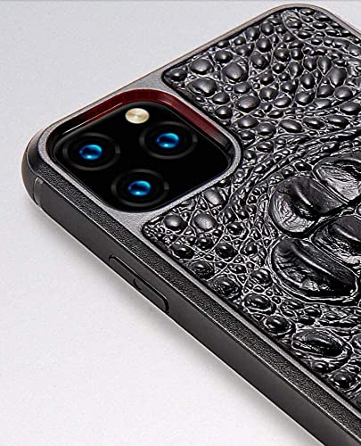 Coque arrière iPhone 12 Pro étui cuir crocodile antichoc Svart - 4