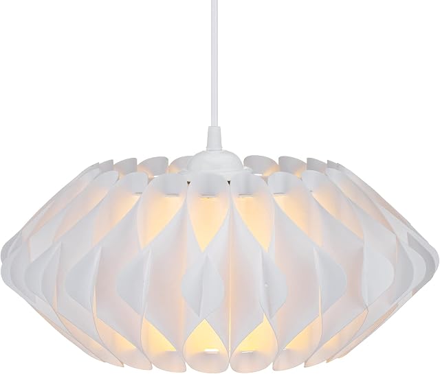 kwmobile Puzzle Lampshade - 25cm Diameter DIY Ceiling Light Lamp Shade with 22 Pieces - Flat Chandelier Design for Pendant Lights - Size M, White