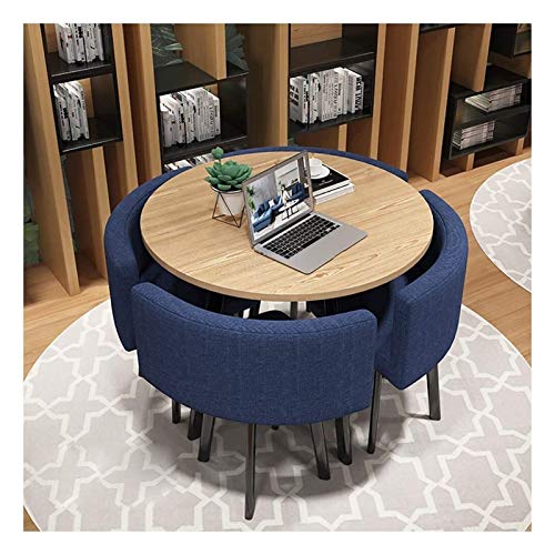 Modern Conference Room Table Business Coffee Table Leisure Table and Chair Set Cafe Balcony Living Room Simple Round Dining Table Office Business Meeting Reception Cotton Linen (Color : Red) (Blue)