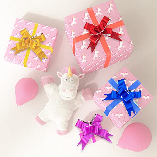 Alibbon 80 Pieces Pull Bows For Gift Baskets, 8 Color Fall Gift Wrapping Decor, Glitter Pull Bow With Ribbon, Large Pull Bow For Birthday Wedding Thanksgiving Christmas Gift Packaging #TOP2