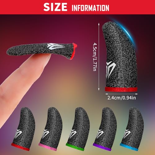 WLLHYF 10 Stück Gaming Finger Sleeves Elasthan Fasern Mobile Game Touchscreen Fingerhülse Bequeme Atmungsaktiver Anti-Schweiß Finger Handschuhe Daumenhülsen Fingerabdeckung Fingerlinge