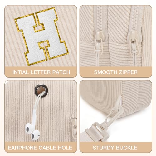 Image of Viverte Small Corduroy Sling Bag Initial Crossbody Bag Fanny Pack for Girls Personalized Birthday Gifts for Teen Girls Gifts