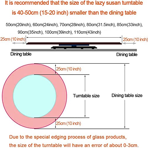 Lazy Susan - Tocadiscos de vidrio de 33 pulgadas con base de aluminio suave, accesorio de cocina giratorio para mesa de comedor, exhibición de buffet, capacidad de carga resistente