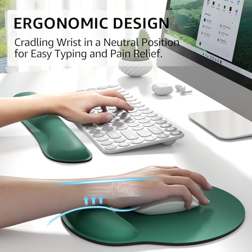 image for KTRIO Ergonomic Keyboard Wrist Rest, Memory Foam Mouse Pad with Wrist 
