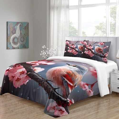 Housse de couette 3D oiseau fleur microfibre haut de gamme - 8