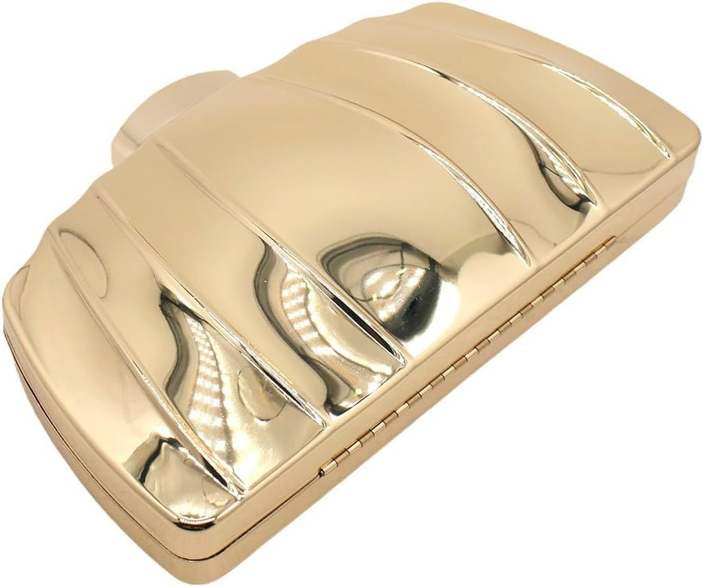 Women Sparkly Clutch Purse Unique Metallic Evening Bag Metal Box Handbag Purse Wedding Party Clutch Shoulder Bag - Image 4