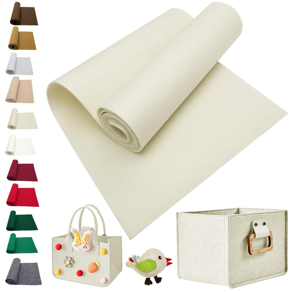 LOMUG Filz Meterware 40x250 cm Filzstoff Meterware Hellgrau
