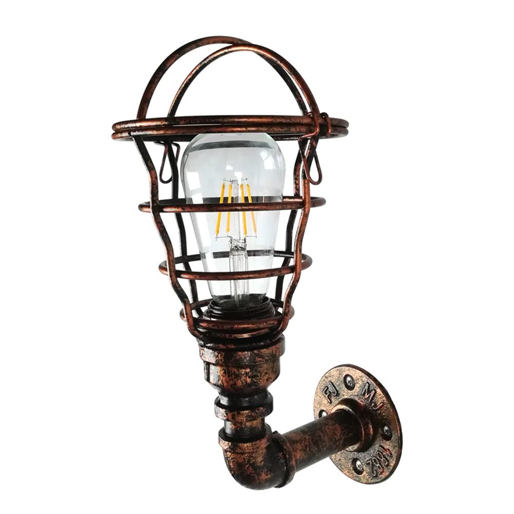 FZQSXAZU Industrial Wall Lights Vintage Lamp Wrought Iron Waterproof Antique Sconce Water Pipe Fixtures for Bedroom Corridor Restaurants Bar Indoor Outdoor