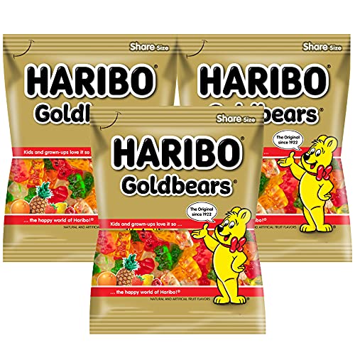 Image of HARIBO Goldbears Share Size Assorted Jellies, 160 Gm, 3 Pack, Golden & White