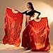 Tefrica Women Chinese Natural Silk Hand Made 1 Pair (Left+Right) Belly Dance Fan Veils Length 1.8m Width 0.9m (Red)
