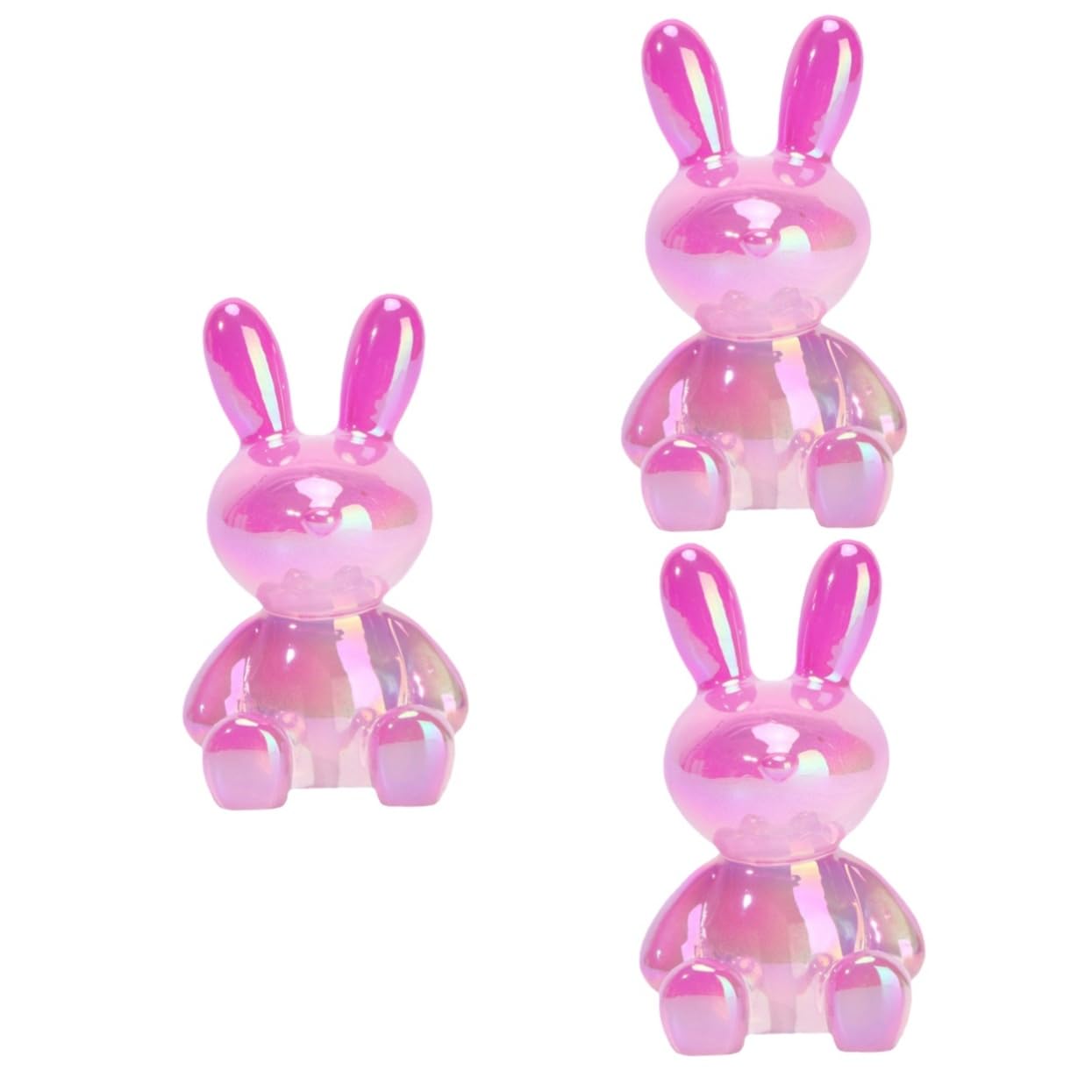 Toyvian 3pièces Ornement Résine De Lapin Transparent Moderne Figurine Décorative pour Table Décoration De Jardin Et Balcon Motif Unique Rose Pastel