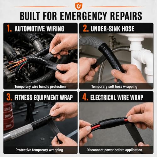 Image of Self-Fusing Silicone Sealing Tape, Waterproof Repair Tape for Hose, Pipe, Electrical Cable, High Strength Leak Fix Wrap, Weatherproof Emergency Insulation Tape (1 inch x 5' x 20mil)