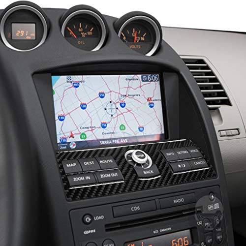 Real Premium Carbon Fiber Compatible with Nissan 350z 2006 2007 2008 2009 Accessories Car Navigation System Control Cover Sticker Decal Auto Interior Trim