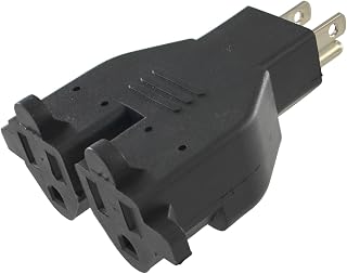 Conntek RL-30104 U.S. 3-Prong Heavy Duty Dual Outlet Adapter, Black