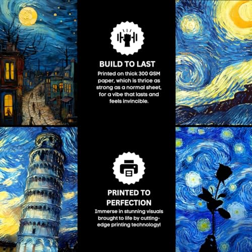 Image of Funk You Store Starry Night Wall Collage Kit Posters (Pack of 14) - 6 x 8 Inches Posters for Wall Decoration - Van Gogh For Bedroom, Office, Living room - Double Tape Included (Starry Night, 14)