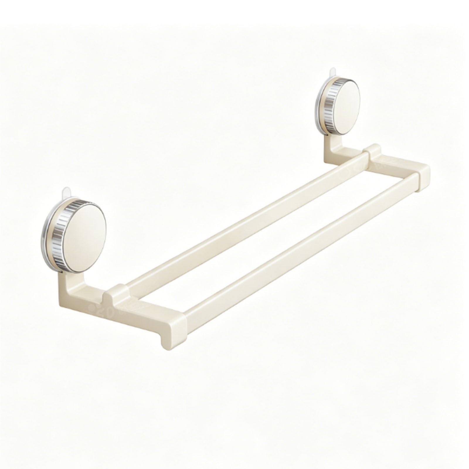 Porte-serviettes à ventouse double couche aluminium blanc 50cm rangement mural sans perçage
