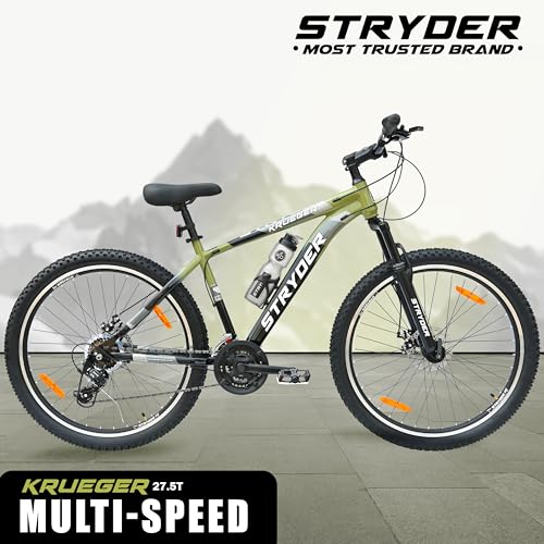 Image of Stryder 27.5T Krueger Mountain Cycle for Men & Women with Front Suspension and Dual Disc Brake | Multi-Speed Cycle - Ideal for 12+ Years (Frame: 18 Inches) (Sage Green & Black)