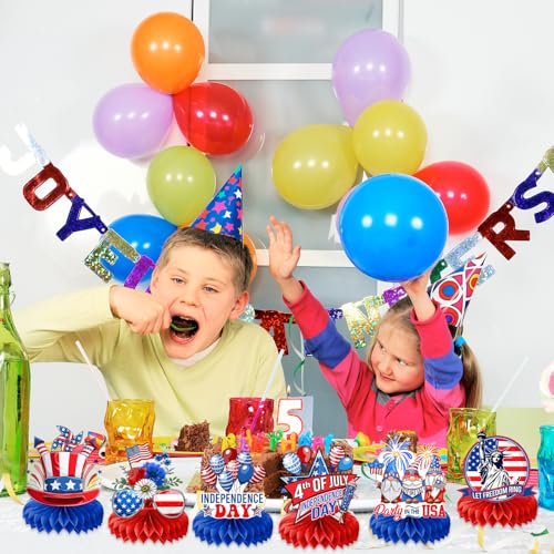 Image of 9PCS 4th of July Honeycomb Centerpieces Themed Birthday Party Decorations Fourth of July Independence Day Centerpiece Table Decoration Party Favors Decor Supplies Gifts for Boys Girls Men Women