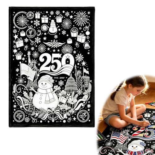 50x59 Inch DIY Throw 250th Anniversary Christmas Coloring Blanket for Adult (Black4) - image 5