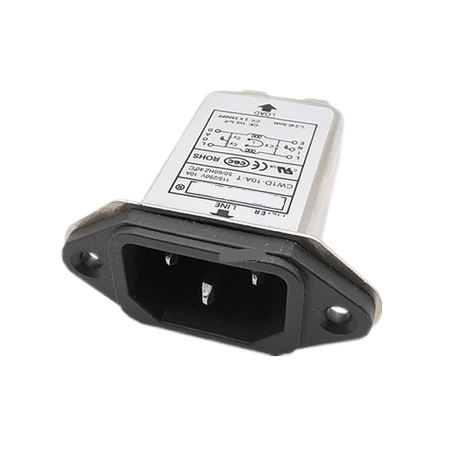 0P7BR328B CW2 Series Single Phase 220V AC Power Filter CW2A-10A-T with Fuse 10A 6A Socket Type Purifier(CW1D -10A -T Large side 10A)