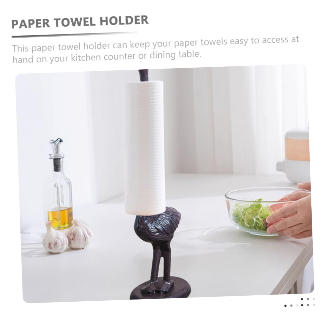 Flamingo Papierhandtuchständer aus Eisen, Stehendes Tierfiguren Design | Rutschfester Standfuß, Schwarz, Leicht zu Bewegen, für Bad und Wohnzimmer Geeignet