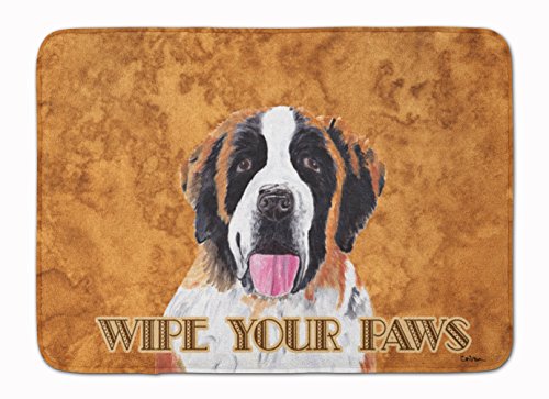 Caroline's Treasures SC9129RUG Saint Bernard Wipe your Paws Machine Washable Memory Foam Mat, Bathroom Rug, Non-Slip Bath Mat, Durable Thick Washable Rugs for Kitchen, Bathroom Quick Dry, Decorative A