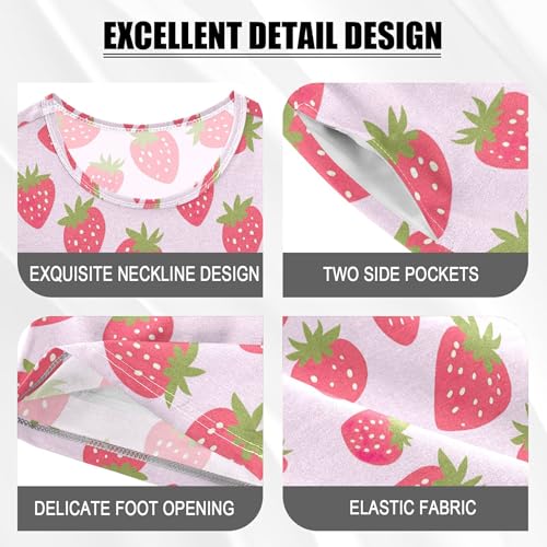 Strawberry Fruit Pajama Set Pajamas Sleepwear Nightwear Loungewear Clothes Set B04037204