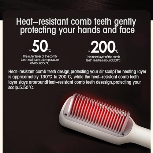 Herb Life HAIR STRAIGHTENER STYLING COMB Hair Straightener Brush Fast Heating, Straightening Brush 3-Speed Temperature Adjustment, Hair Straightener Reduces Frizz Hot-Air Brushes thumb #4