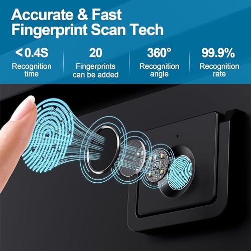 Image of Escozor DFL06 Fingerprint Drawer Lock with Metal Body | Smart Biometric for Cabinet, Wardrobe & Furniture Use | Electronic Safety System | 20 Fingerprint Memory | Individual E-Key