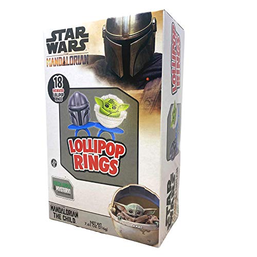 Star Wars Candy Party Favors Individually Wrapped The Mandalorian Darth Vader And The Child Character Shaped Lollipop Rings, Easter Basket Stuffers,18 Count #TOP2