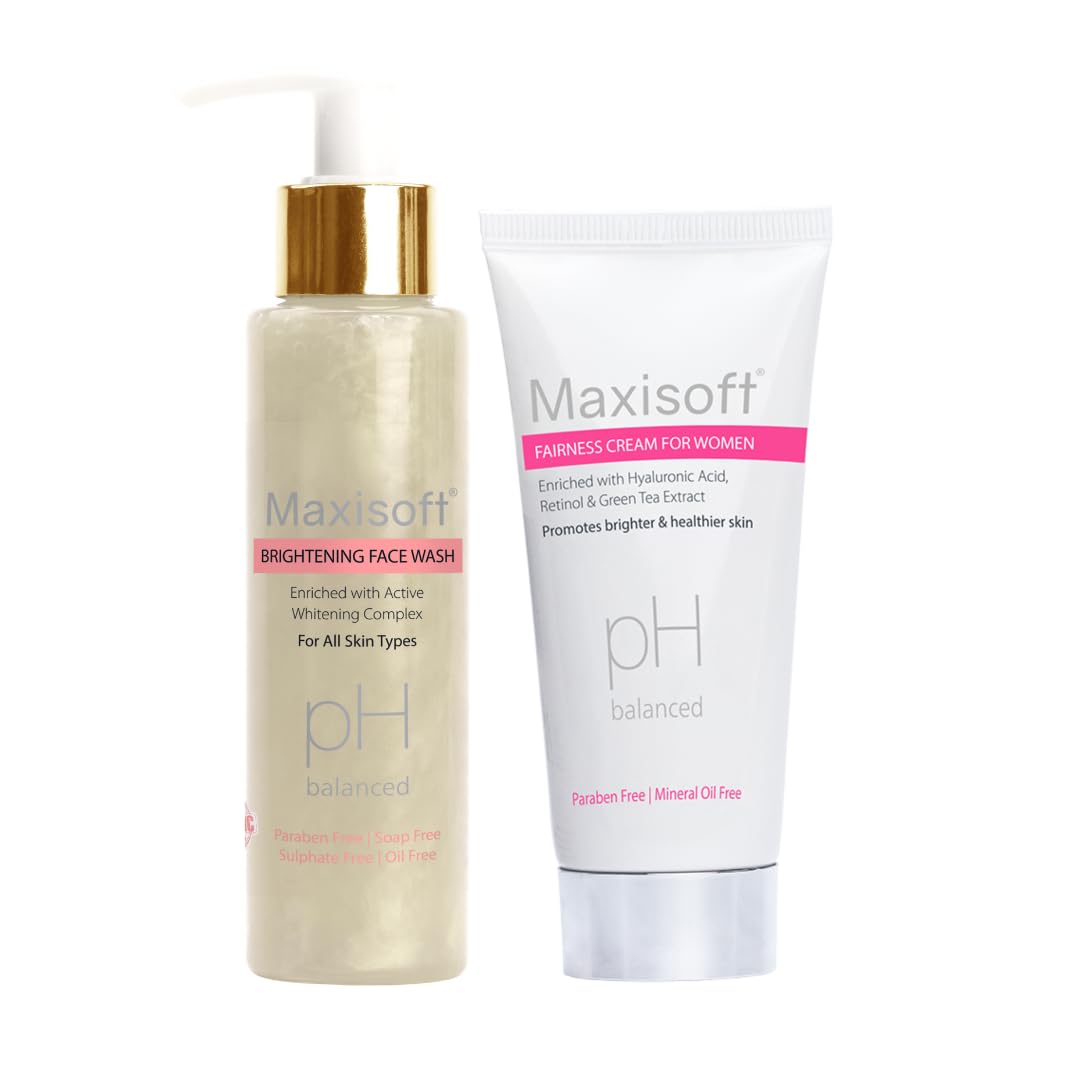 Maxisoft Brightening Face Wash 100 ml with Maxisoft Fairness Cream For Women 50 gm | Normal, Oily, Dry Skin