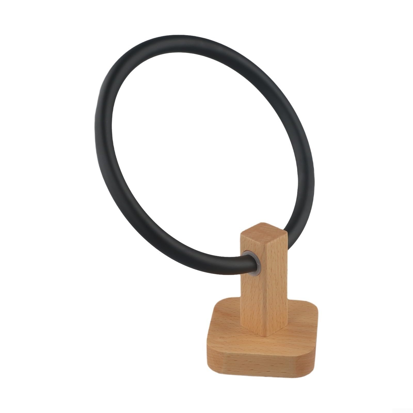 Porte-Serviettes Mural Élégant En Bois Et Métal Noir - Organisateur Moderne Pour Salle De Bain, Cuisine Et Chambres