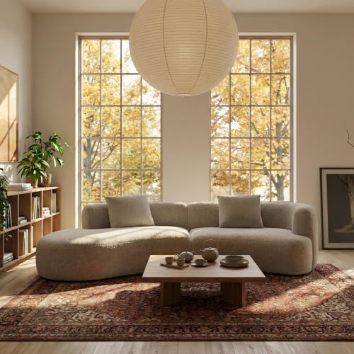 Image of Acanva Formia Boucle Curved Sectional Couch for Living Room