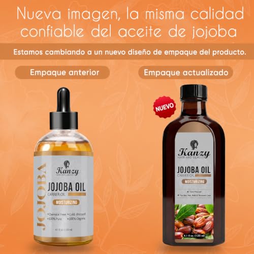 Miniatura 2 de Kanzy Aceite De Jojoba 120ml Prensado En Frio Vegano Hidratante Para Cabello, Cara, Cuticulas, Cuerpo Y Uñas Jojoba Oil Sin Hexano