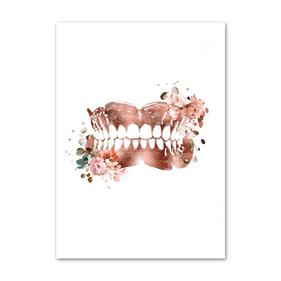 Teweakt Herramientas dentales cráneo Diente implante anatomía Arte Dentista Regalo Lienzo Pintura póster Impresiones Pared Cuadros médico Oficina clínica Decoración(F,13X18 cm Unframed)