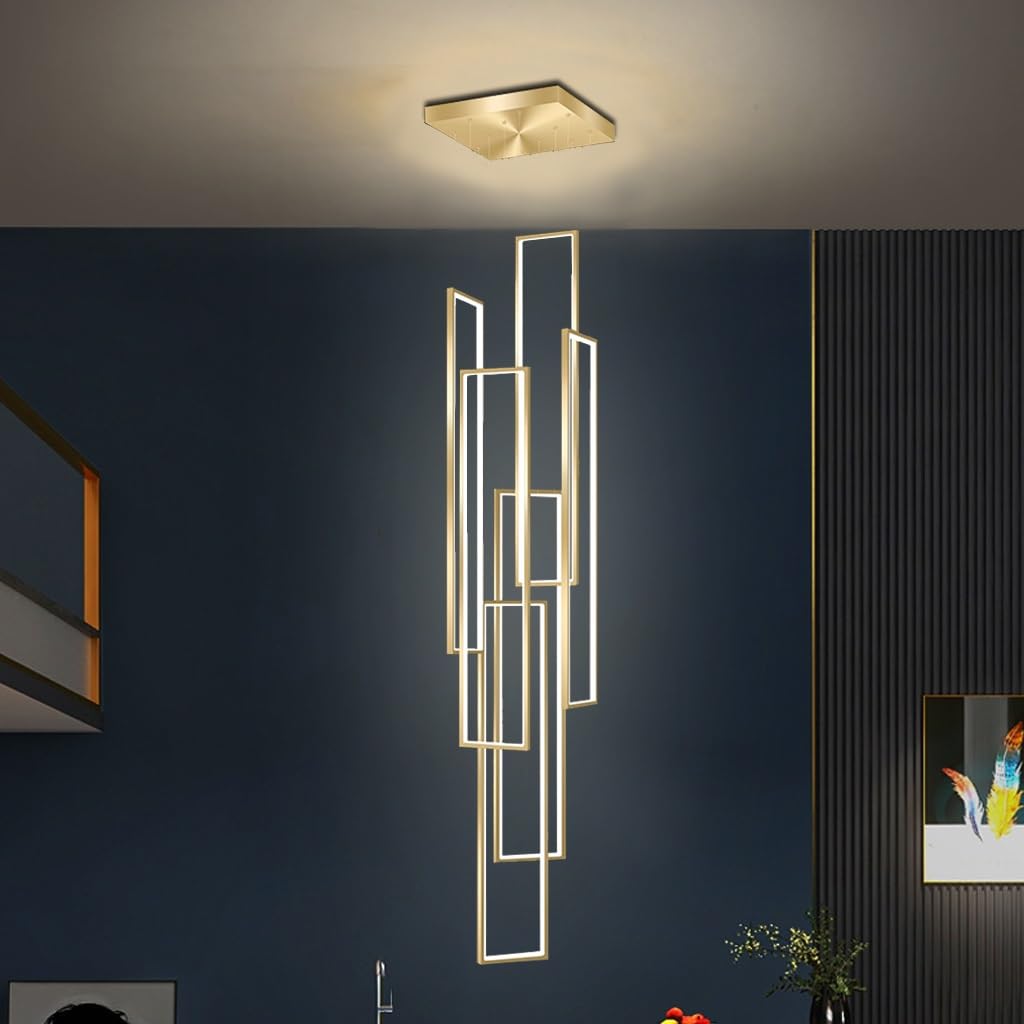 Lustre pour escalier moderne or et suspension LED pour salon suspendu