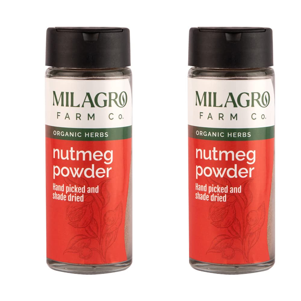 Milagro Farm Comapny Nutmeg Powder Jaiphal Powder 50gm, Ground Jaiphal for Cooking and Baking, Aromatic Spice, Adds Warm Flavor to Sweet and Savory Dishes (Pack of 2)