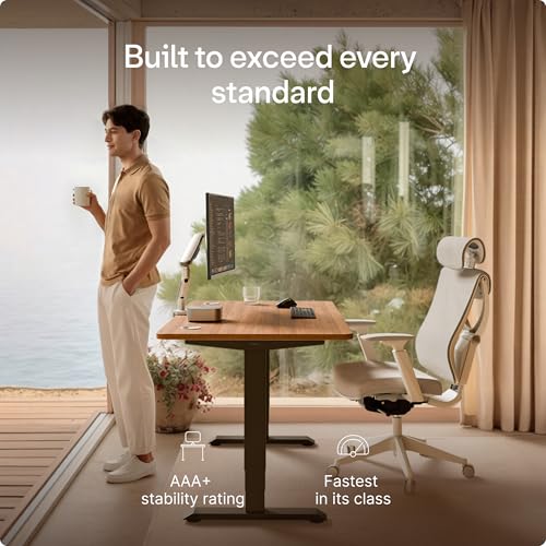 Image of Desktronic HomePro Standing Desk 72x30 - Made in Europe, Ergonomic Sit Stand Home Office Desk, Electric Height Adjustable, Dual Motor, USB & USB-C Charging, Wobble-Free, Touchscreen, 3 Memory Presets